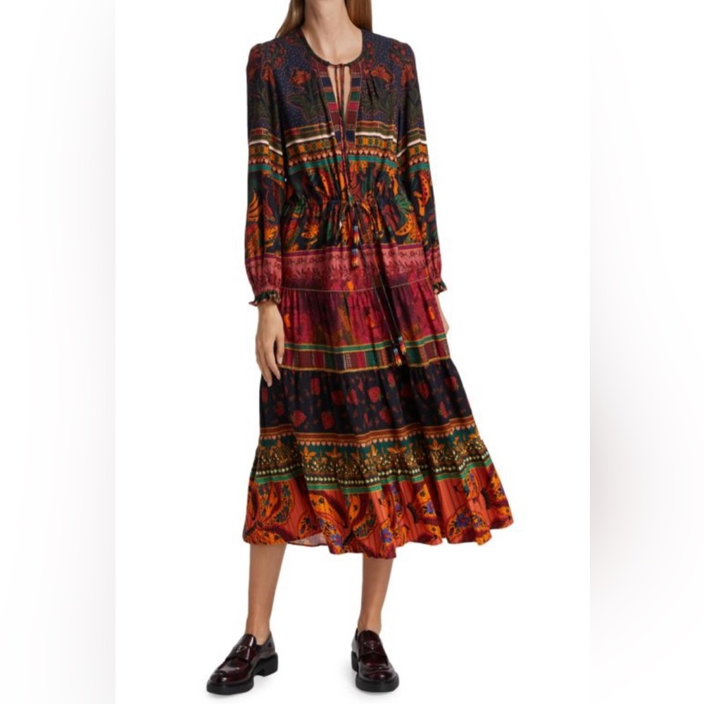 FARM RIO
Mixed Patchwork Midi Dress